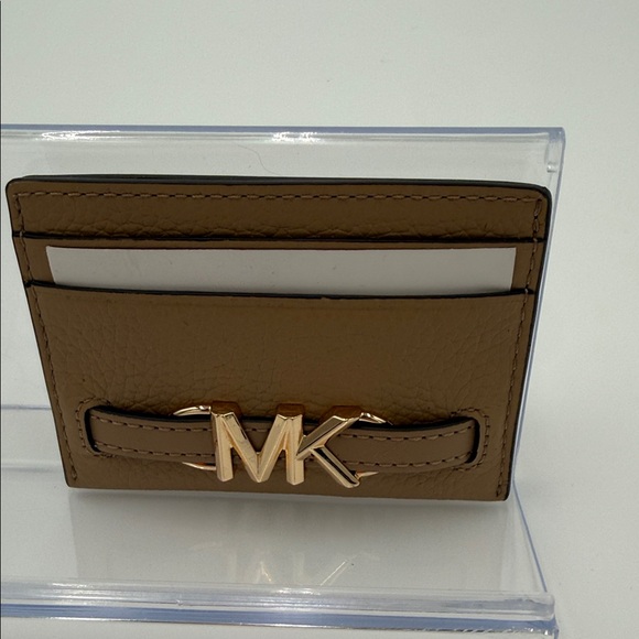 Michael Kors Handbags - Michael Kors Tan/Brown Leather MK Logo Card Case